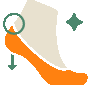 Illustration icon of no-show sock with no-slip heel design for secure all-day wear